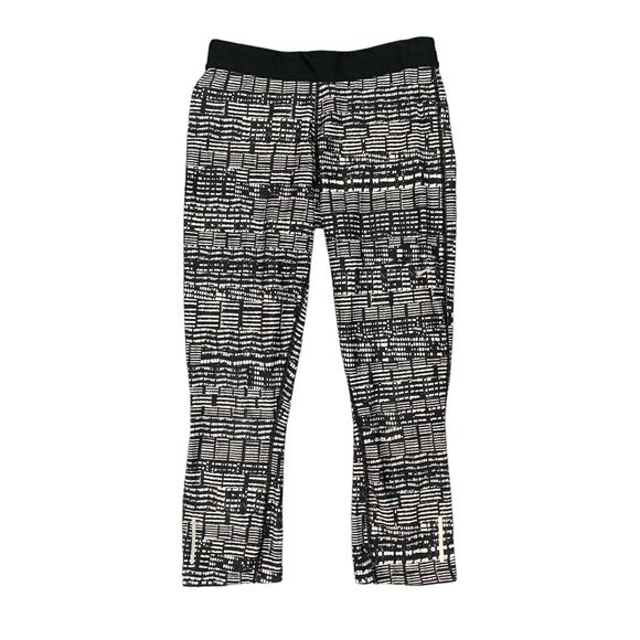 Nike Just Do It Legging Womens M Medium Black White Dri Fit Cropped Drawstring - Picture 1 of 12